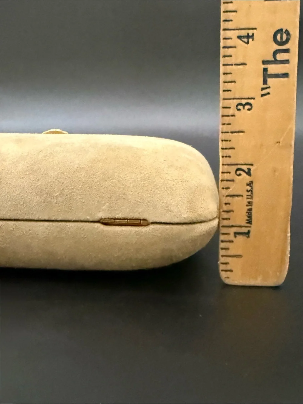Vintage RODO Beige Suede Leather Hard Case Structured Clutch Crossbody Bag